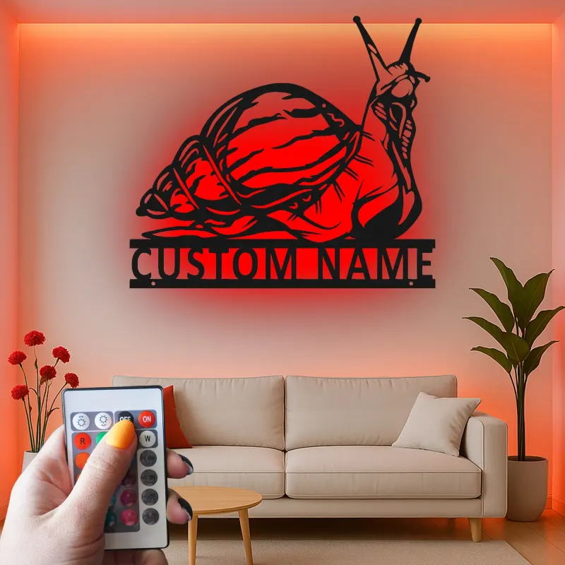 Custom Snail Metal Wall Art | LED Backlit Garden Sign | Personalized Patio Decor | Nature Lover Gift