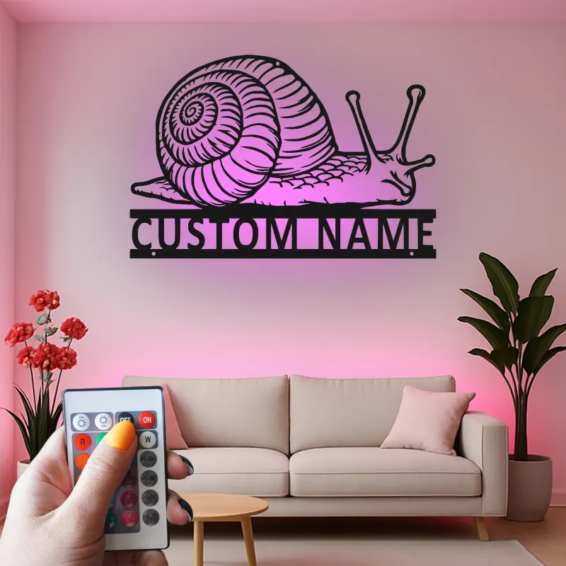 Personalized Snail LED Sign | Custom Metal Garden Art | Outdoor Nature Lover Gift | Whimsical Yard Decor