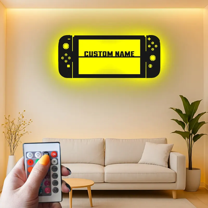 Cartel personalizado para gamer | Arte mural LED de metal para sala gaming | Decoración personalizada para consola | Regalo para gamer adolescente