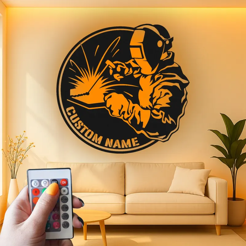 Cartel de metal LED personalizado para soldadores, regalo para decoraciones de garaje o taller