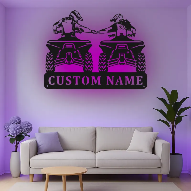 Cartel de metal LED personalizado para motorista de ATV, regalo personalizado para entusiastas del off-road, decoración para garaje o man cave 2