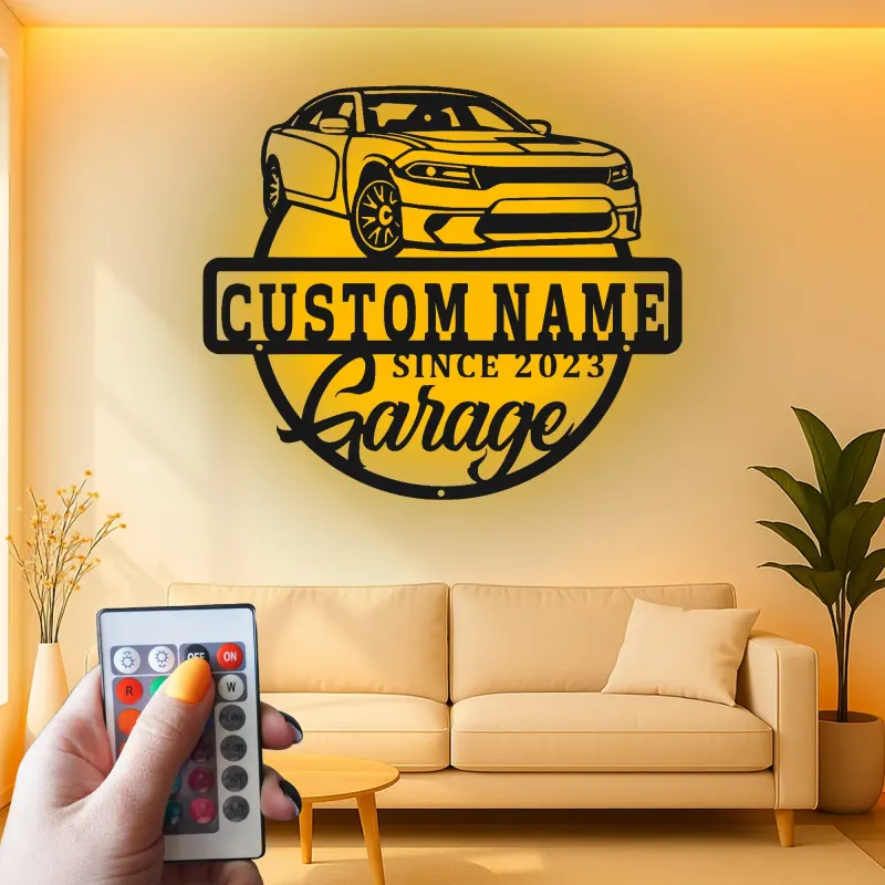 Custom LED Garage Sign | Personalized Metal Car Art | Man Cave Automotive Decor | Gift for Car Enthusiast