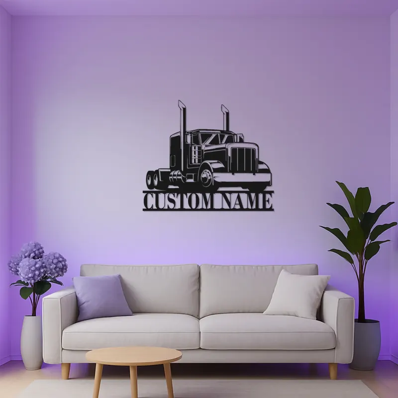 Personalisierte LED-Signatur für Lkw | Individuelle Metall-Wandkunst für große Lkw | Trucker Namensschild für Garage oder Man Cave | Geschenk für Ihn