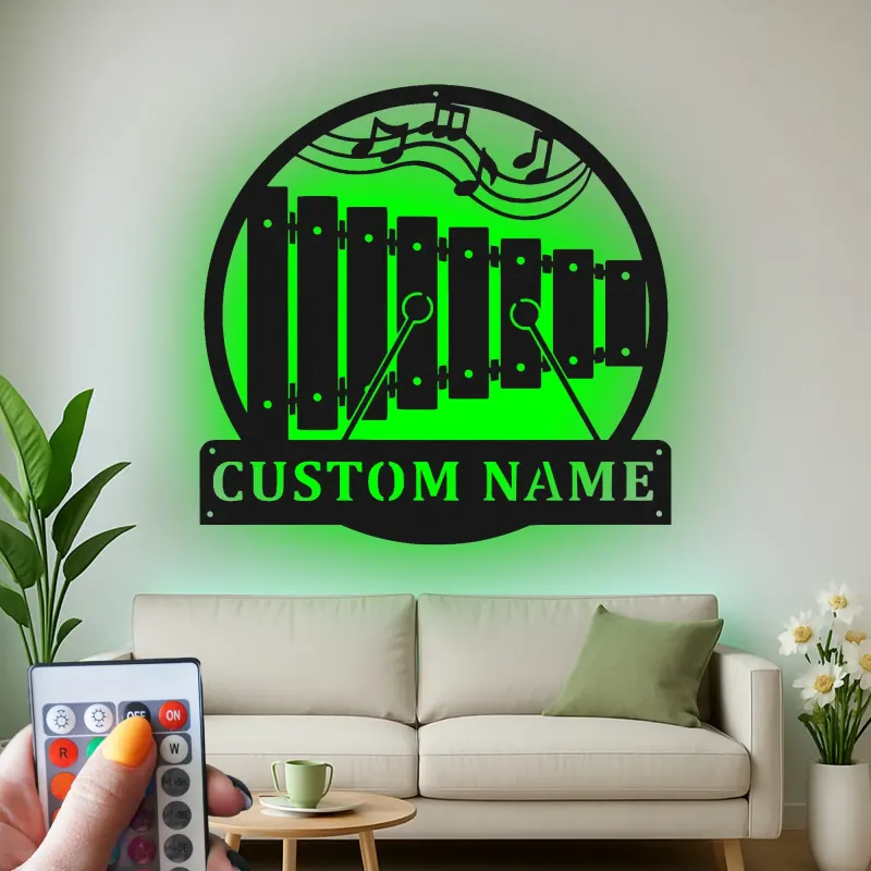 Custom Xylophone Led Light Metal Wall Art Personalized Musician Gift Music Room Decor for Music Lovers
