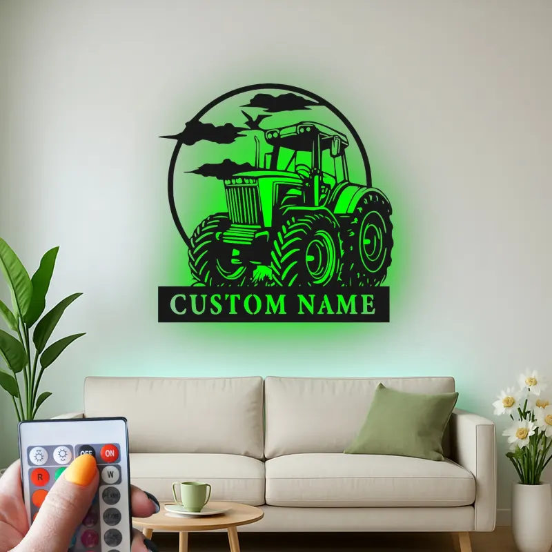 Cartel de metal LED de tractor personalizado Regalo para agricultores Decoración rústica de granja para amantes de la agricultura