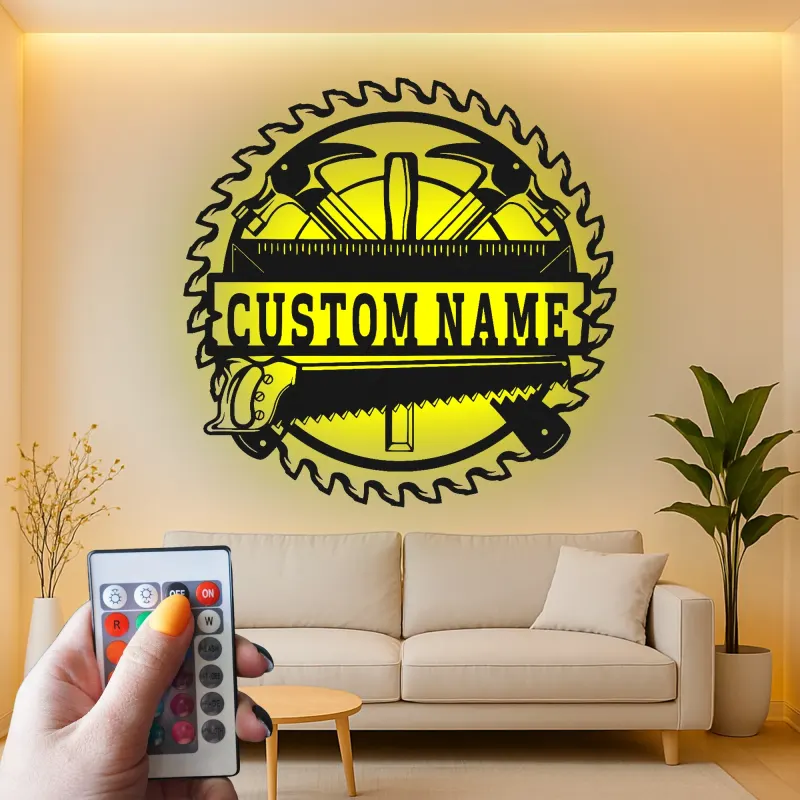 Décoration murale en métal personnalisée avec éclairage LED d'outils de menuisier 2