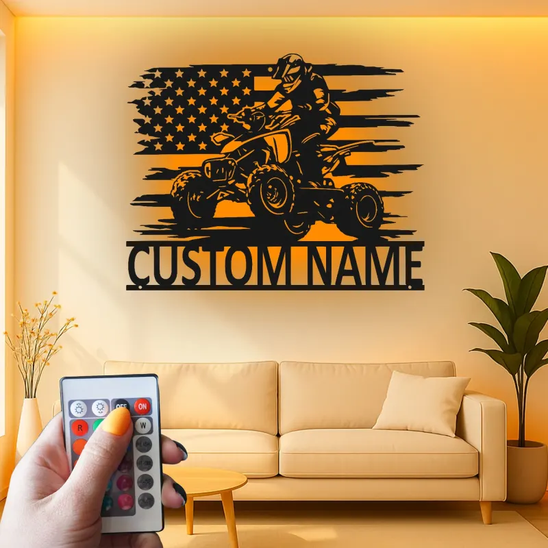 Cartel de metal LED personalizado para motorista de ATV, regalo personalizado para entusiastas del off-road, decoración para man cave