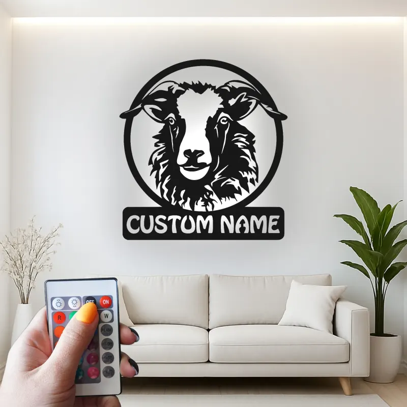 Custom Sheep Metal Sign | LED Farmhouse Wall Art for Barn & Ranch | Personalized Country Home Decor