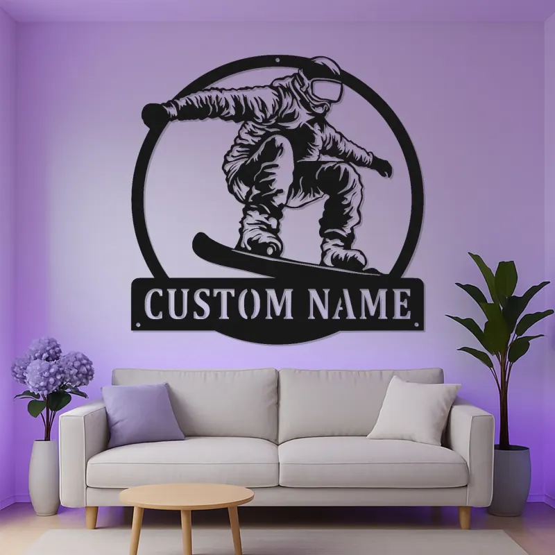 Personalisierte Snowboarder-Leuchtschilder | Personalisiertes Metallschild | Teenagerzimmer Dekor & Wintersport Geschenk