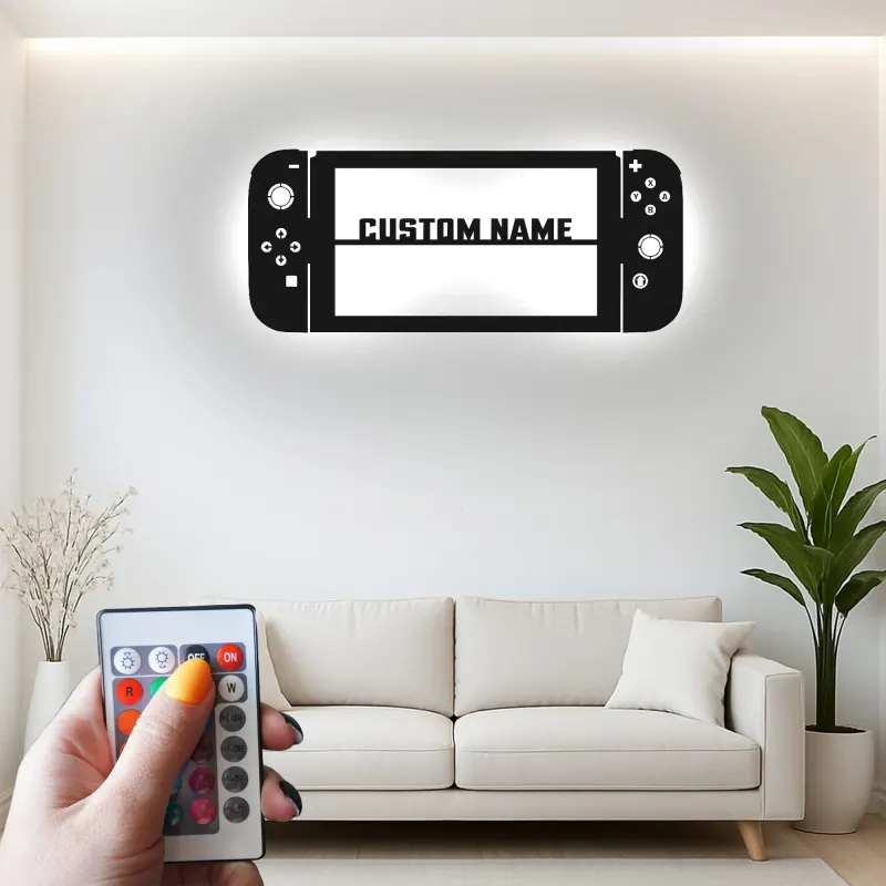 Cartel personalizado para gamer | Arte mural LED de metal para sala gaming | Decoración personalizada para consola | Regalo para gamer adolescente