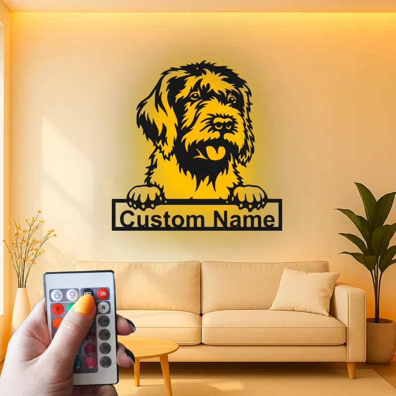 Décoration murale en métal LED personnalisée de chien de berger - Cadeau pour amoureux des chiens