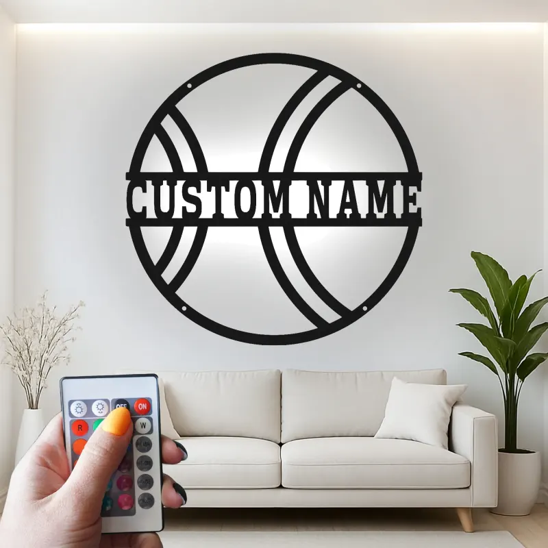 Cartel de metal LED personalizado de baloncesto, regalo deportivo para atletas, decoración de sala de juegos 1