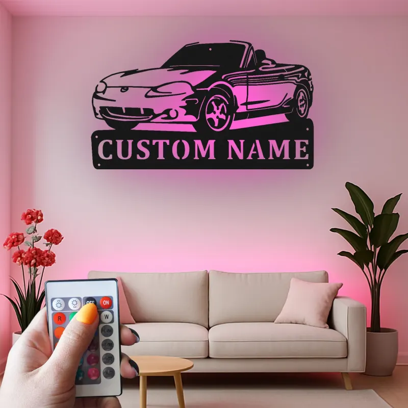 Insegna in metallo LED personalizzata per auto cabriolet, regalo per appassionati di auto, decorazione per garage o stanza degli uomini