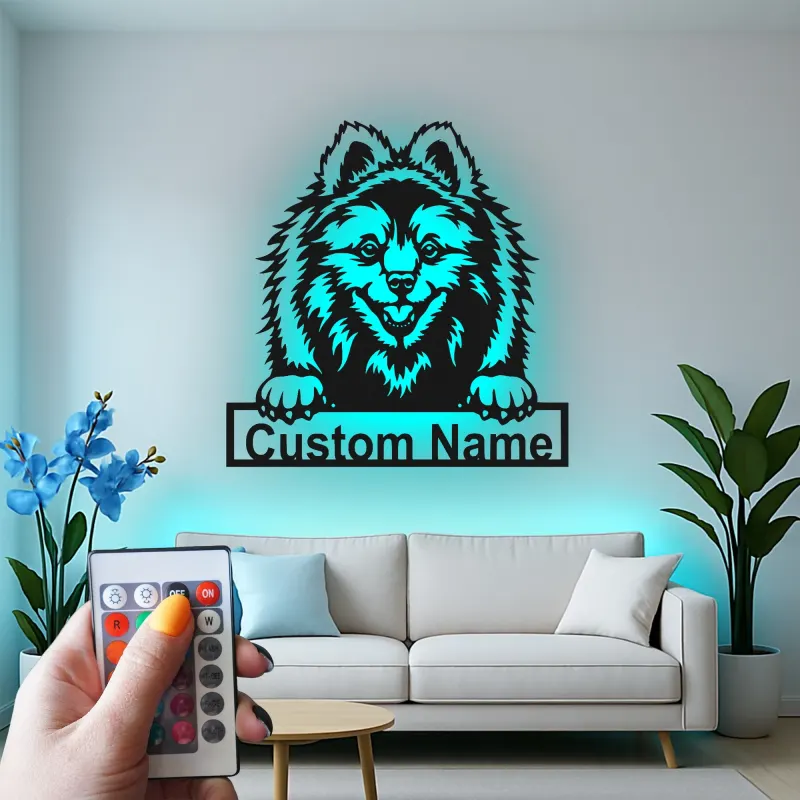 Personalized Pomeranian LED Sign | Custom Dog Name Metal Wall Art | Pet Lover Gift | Entryway Decor