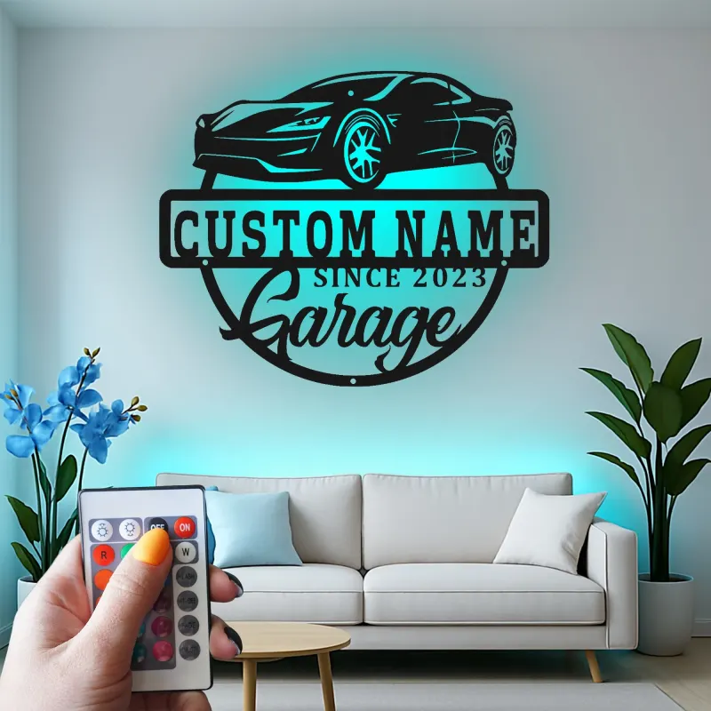 Cartel de metal LED personalizado para garaje de coches deportivos, regalo para entusiastas de los coches, decoración de man cave