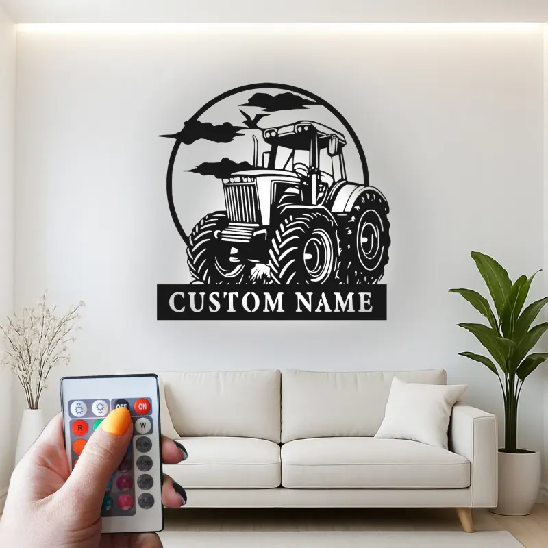 Cartel de metal LED de tractor personalizado Regalo para agricultores Decoración rústica de granja para amantes de la agricultura
