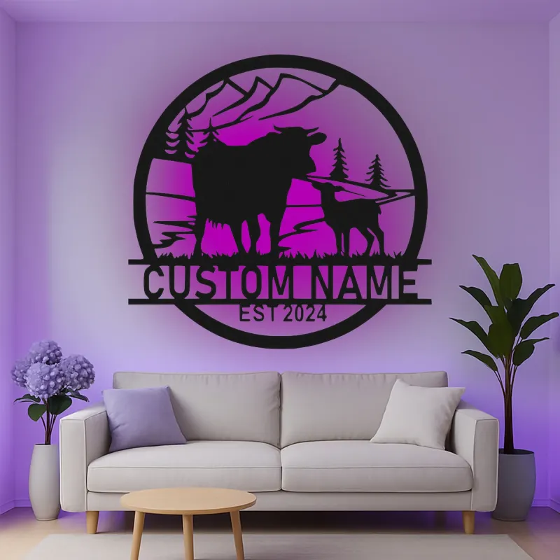 Custom Farm Scene Led Light Metal Wall Art Personalized Rancher Gift Rustic Home Decor for Farmhouse
