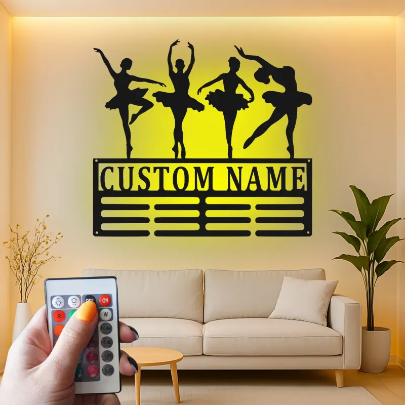 Cartel de metal LED de bailarina personalizado, regalo de danza para decoración de dormitorio de chicas amantes del ballet
