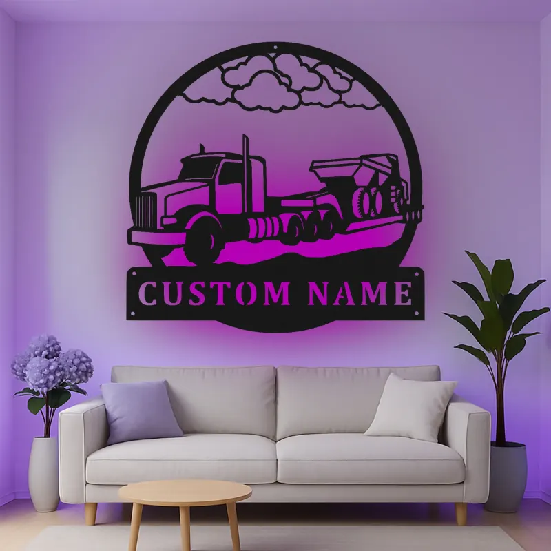 Insegna in metallo LED personalizzata per camion e rimorchio, regalo per camionisti, decorazione per garage o man cave