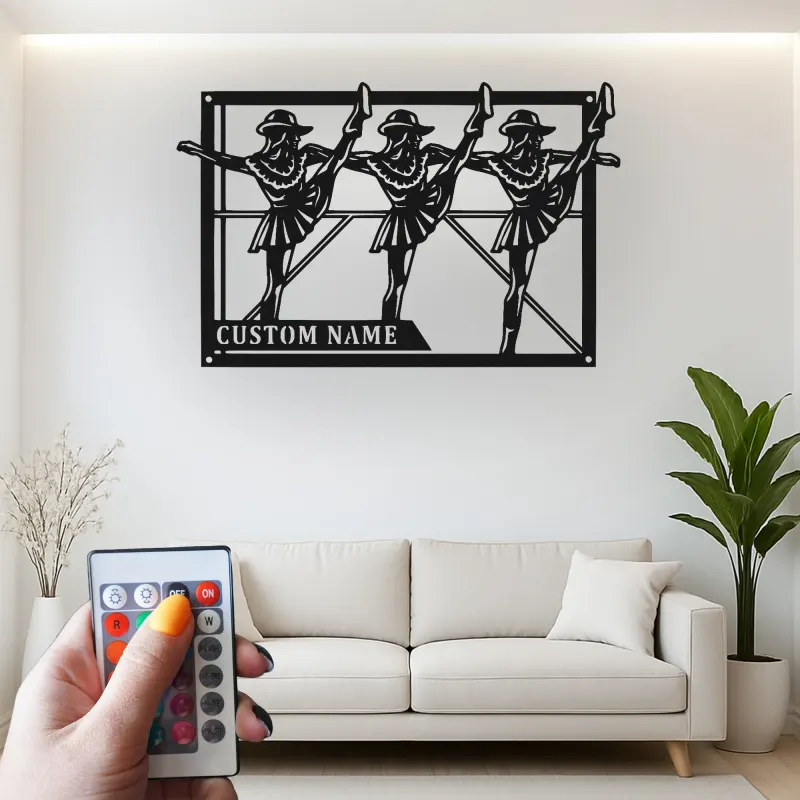 Personalisierte LED-Metall-Wandkunst mit Tänzer-Trio – Geschenk für Tanzliebhaber, Studio- oder Schlafzimmerdeko