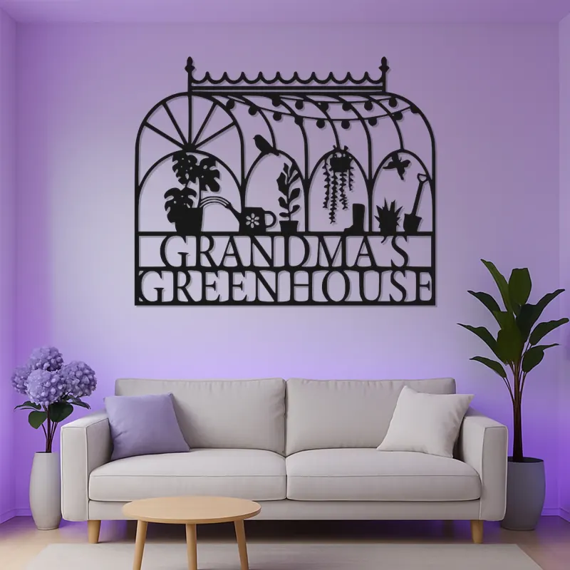 Insegna in metallo per serra personalizzata | Regalo LED per giardiniera per nonna | Arte da parete personalizzata per amanti delle piante | Arredo farmhouse moderno