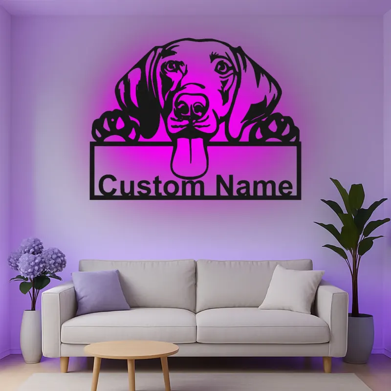 Personalisierte LED-beleuchtete Metall-Wandkunst mit Hund – Geschenk für Tierliebhaber, Deko fürs Wohnzimmer oder den Eingangsbereich 2