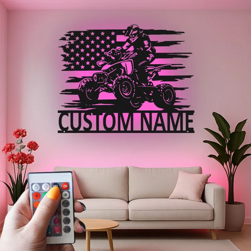 Cartel de metal LED personalizado para motorista de ATV, regalo personalizado para entusiastas del off-road, decoración para man cave