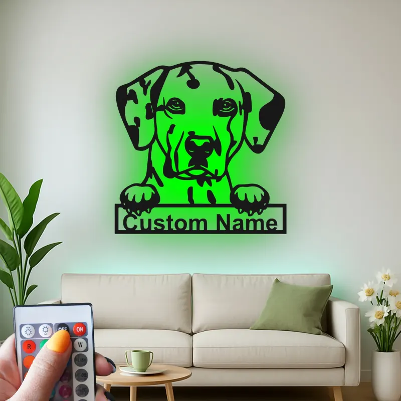 Cartel de metal LED personalizado de Dálmata, regalo para amantes de los perros, decoración para el salón