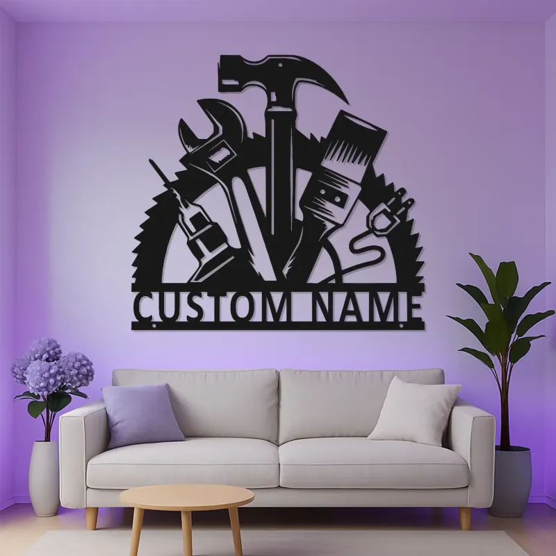 Cartel LED de Metal de Carpintero Personalizado | Decoración de Taller Personalizada | Arte de Mural Iluminado para Manitas | Regalo para Carpinteros