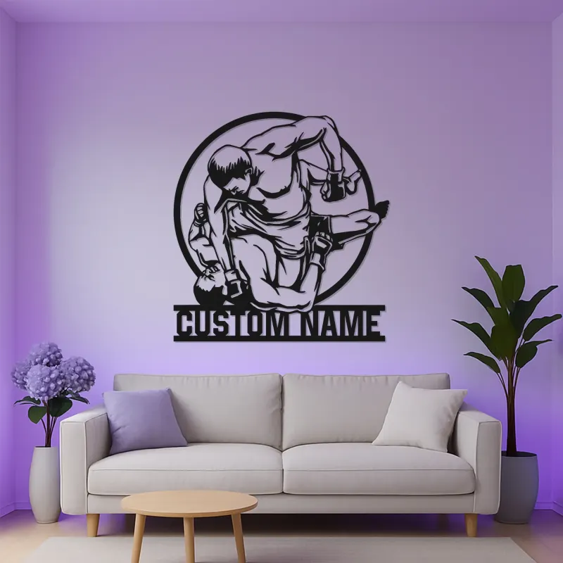 Personalized MMA Fighter Metal Sign | LED Wall Art for Gym & Home | Custom Martial Arts Decor | Gift for Athlete Coach