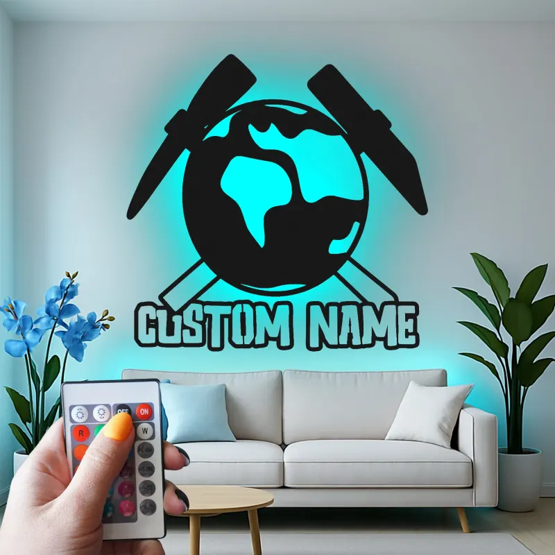 Custom Geology LED Metal Wall Art | Personalized Geologist Gift Sign | Earth & Rock Hammer Decor for Study Room & Office