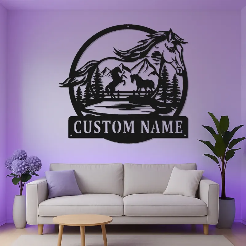 Personalized Horse Ranch Sign | LED Metal Wall Art | Custom Equestrian Decor for Barn & Farmhouse | Horse Lover Gift