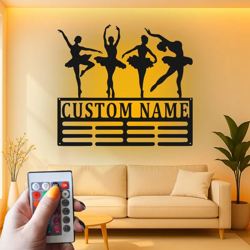 Cartel de metal LED de bailarina personalizado, regalo de danza para decoración de dormitorio de chicas amantes del ballet