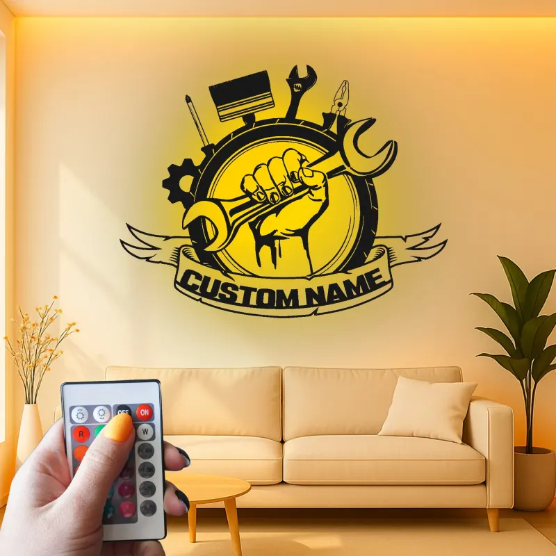 Cartel de metal LED personalizado de Herramientas de Mecánico, regalo para entusiastas de coches, señalización de decoración de garaje