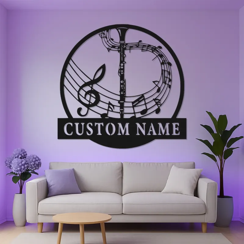 Custom Clarinet Metal Wall Art | LED Backlit Music Studio Sign | Personalized Musician Gift | Premium Band Decor