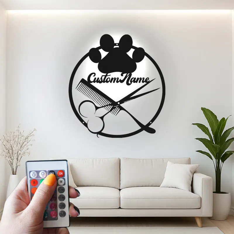 Custom Hair Stylist Led Light Metal Wall Art Personalized Barber Shop Gift Salon Decor for Hairdressers