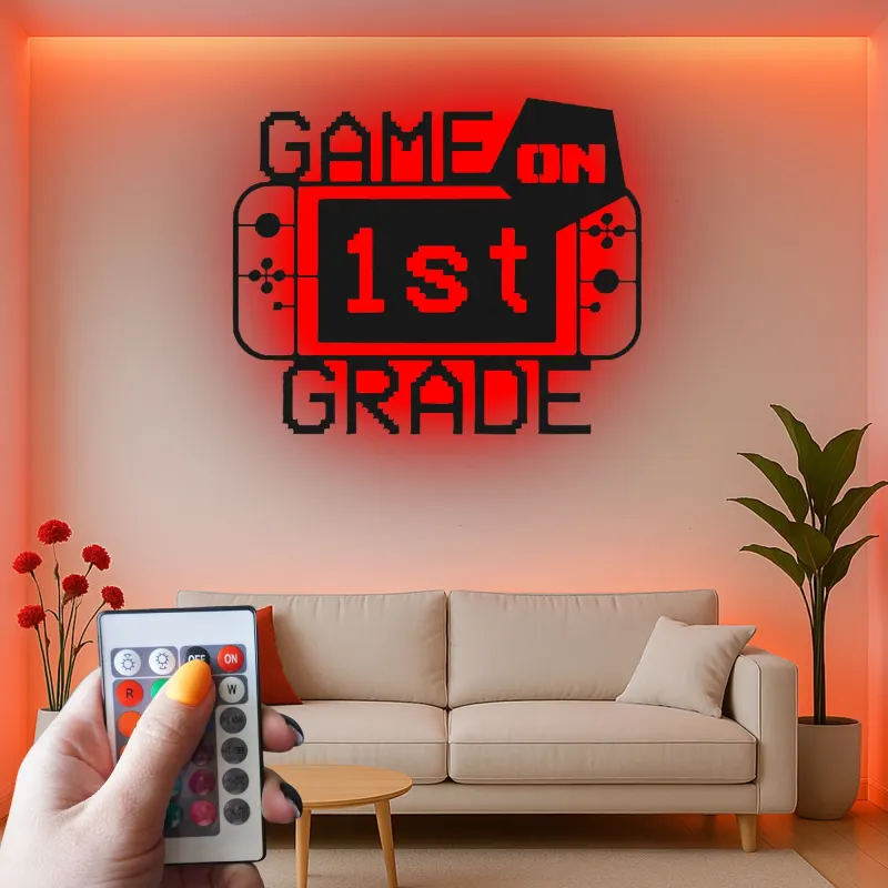 Gamer LED Sign for Wall | Custom 1st Grade Gift | Metal Art for Kids Room | Gaming Decor Light