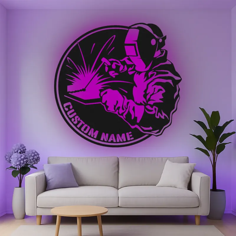 Cartel de metal LED personalizado para soldadores, regalo para decoraciones de garaje o taller