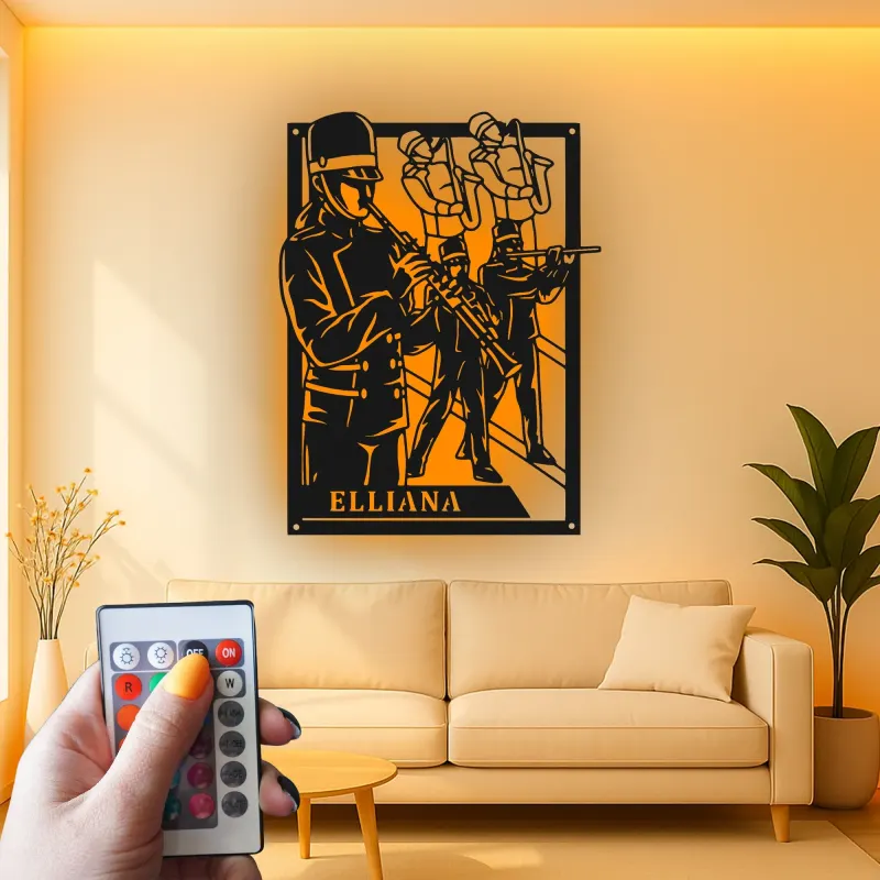 Personalized Marching Band Sign | Custom Musician LED Metal Wall Art | Band Member Gift | Music Room Decor