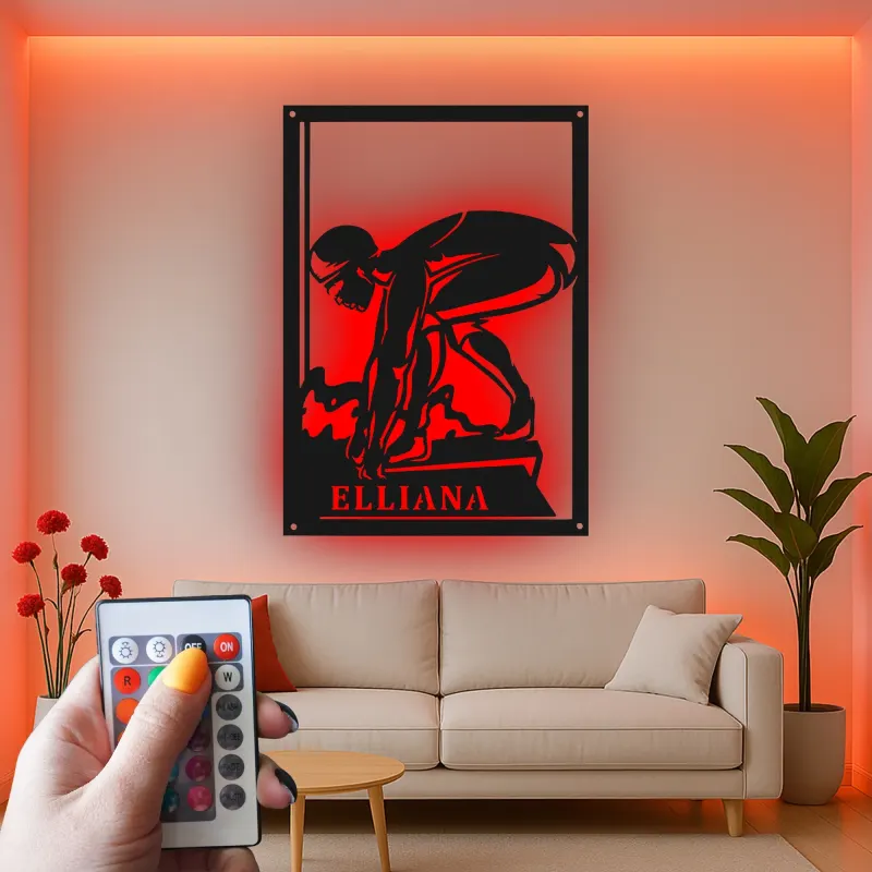 Panneau en métal pour nageur compétitif personnalisé | Décoration murale rétroéclairée | Décor d'athlète personnalisé | Cadeau pour entraîneur de natation