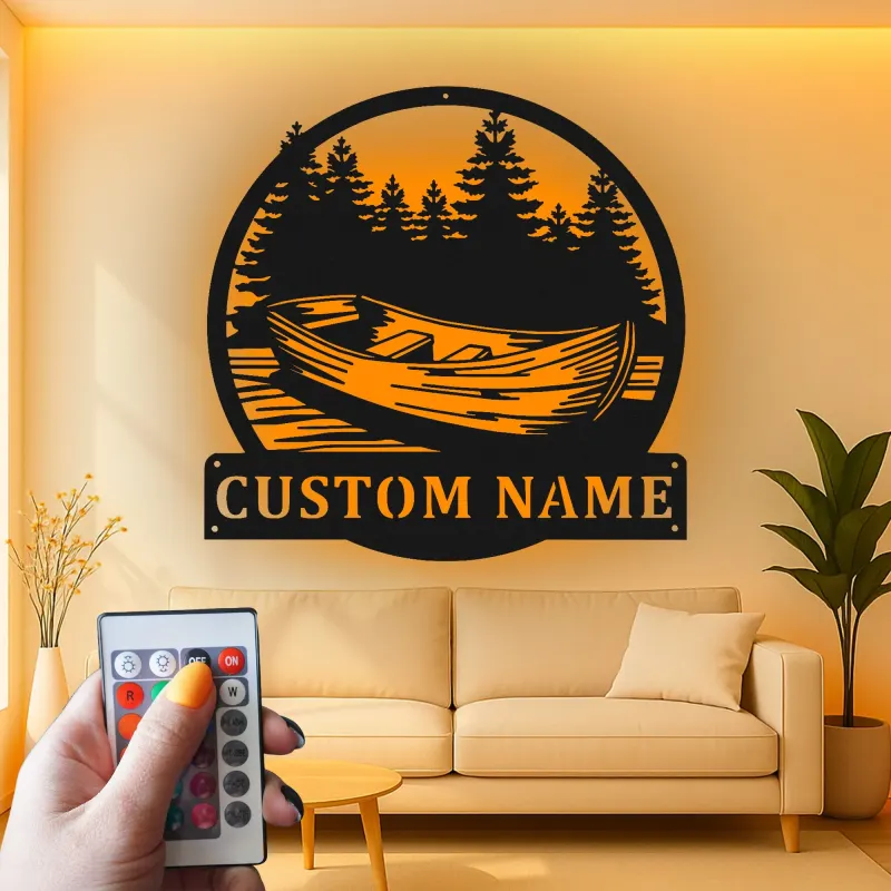 Décoration murale en métal LED personnalisée pour maison de lac