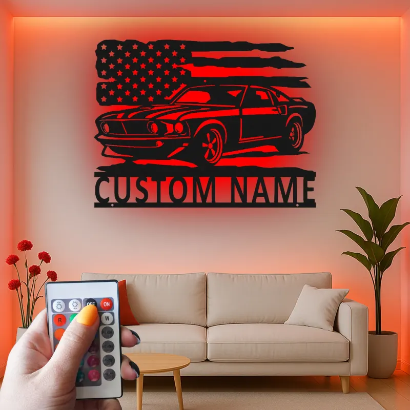 Cartel de metal LED de coche clásico personalizado Regalo para entusiastas de coches Decoración de garaje o man cave