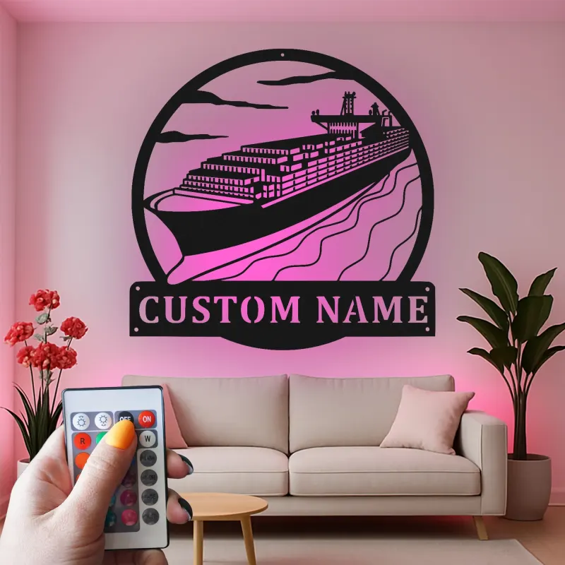 Décoration murale en métal personnalisée avec éclairage LED de cargo
