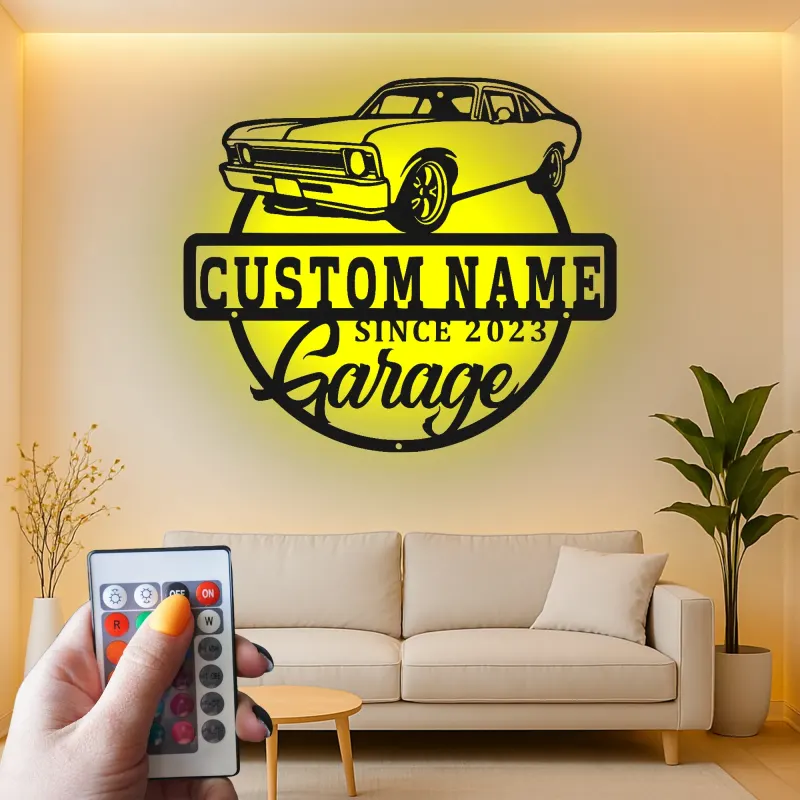 Insegna in metallo LED personalizzata per auto classiche regalo per appassionati di auto decorazione per garage 4