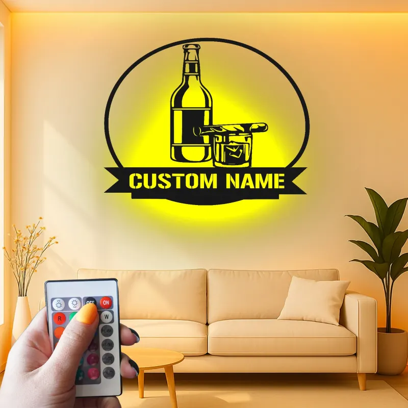 Cartel de metal LED de bar personalizado, regalo para entusiastas de bares en casa, decoración para man cave