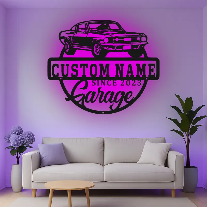 Insegna in metallo LED personalizzata per auto classiche regalo per appassionati di auto decorazione per garage 2