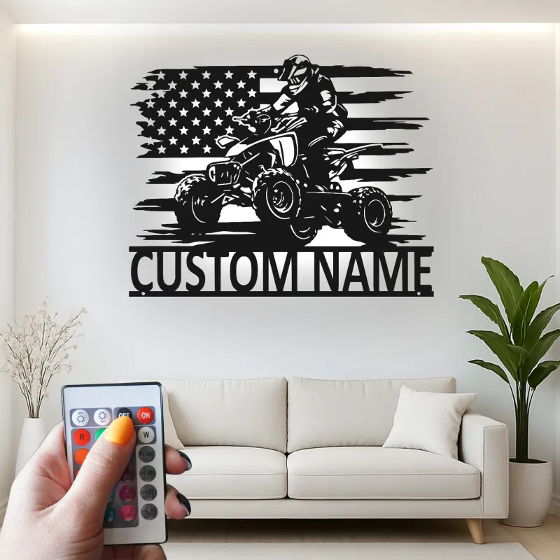 Cartel de metal LED personalizado para motorista de ATV, regalo personalizado para entusiastas del off-road, decoración para man cave