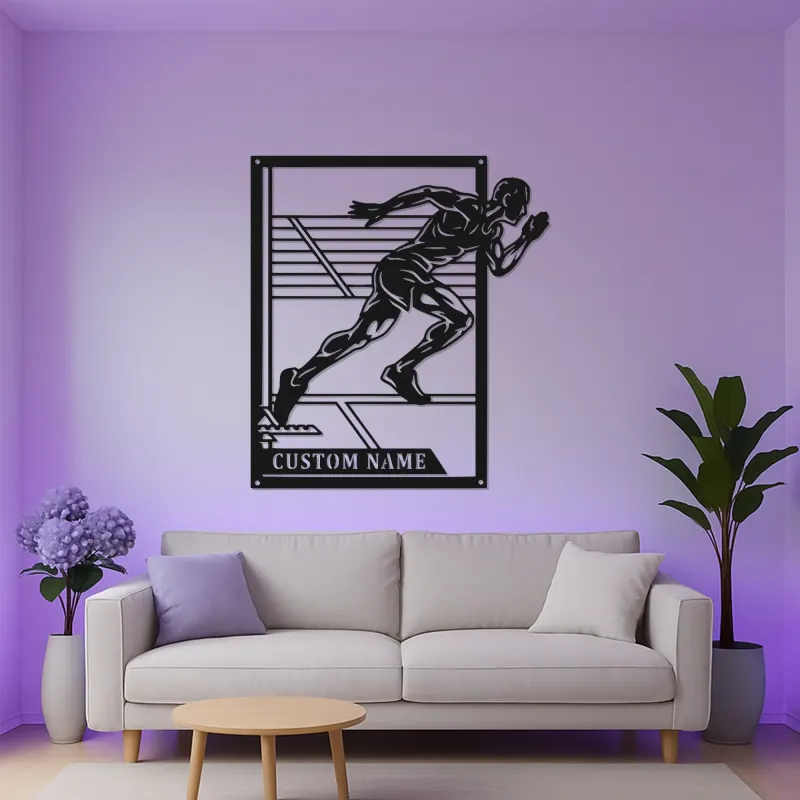 Custom Sprinter LED Sign | Personalized Track & Field Metal Wall Art | Athlete Gift for Coach | Gym Decor