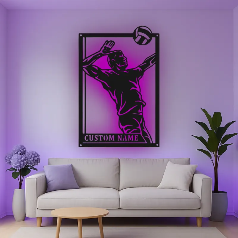 Insegna in metallo personalizzata con luce LED per giocatore di pallavolo - Regalo sportivo personalizzato per atleti, decorazione per sala giochi