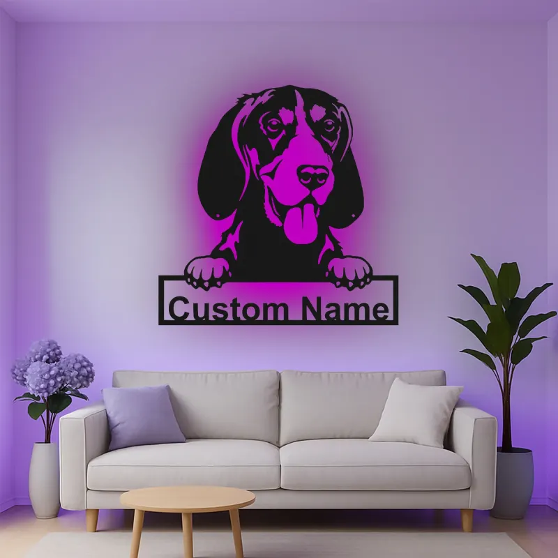 Custom Beagle Led Light Metal Wall Art Personalized Dog Lover Gift Living Room Pet Decor 3